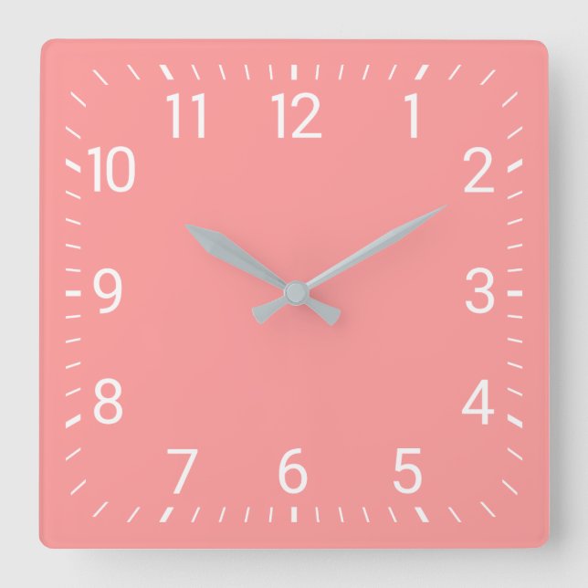 Reloj de pared cuadrado rosado (Anverso)