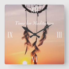 Reloj de pared cuadrado Sunset Pink Sun Dreamcatch