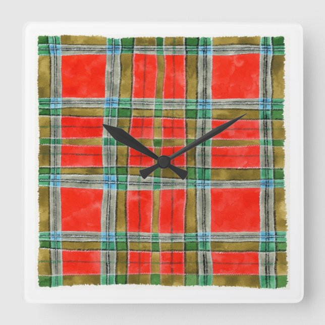 Reloj de Pared Cuadrado Tartán MAC BAIN (Anverso)