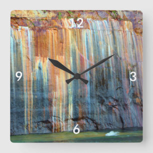 Reloj de pared cuadrado/tonos de la tierra