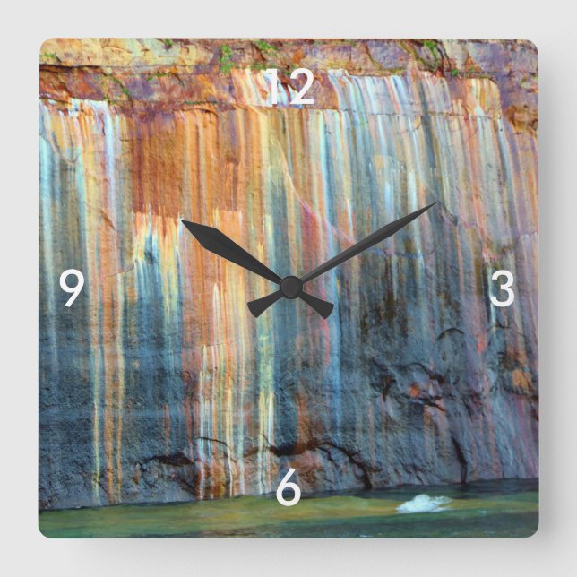 Reloj de pared cuadrado/tonos de la tierra (Anverso)