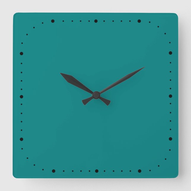 Reloj de pared cuadrado turquesa con y sin números (Anverso)