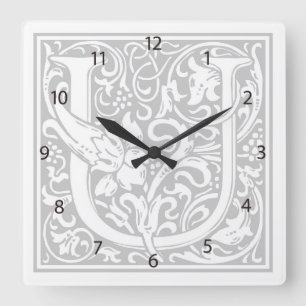 Reloj de pared cuadrado "U" de William Morris Alph