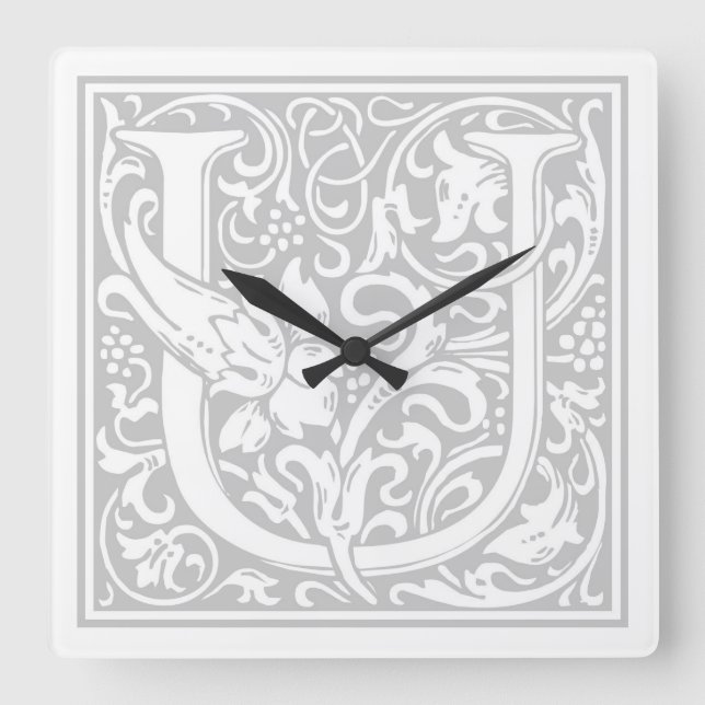 Reloj de pared cuadrado "U" de William Morris Alph (Anverso)