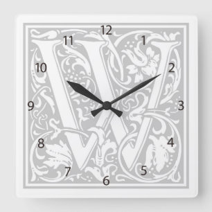 Reloj de pared cuadrado "W" de William Morris Alph