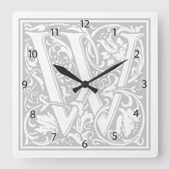 Reloj de pared cuadrado "W" de William Morris Alph (Anverso)