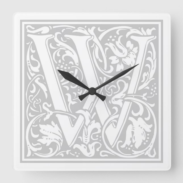 Reloj de pared cuadrado "W" de William Morris Alph (Anverso)