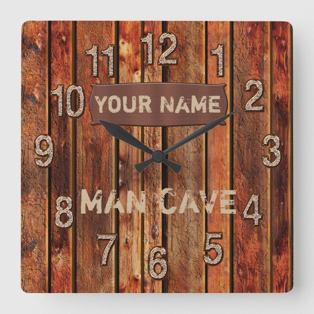 Reloj de pared cueva masculino PERSONALIZADO con t (Anverso)
