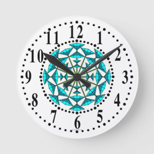 Reloj De Pared Cyan Y Light Cyan Floral 147