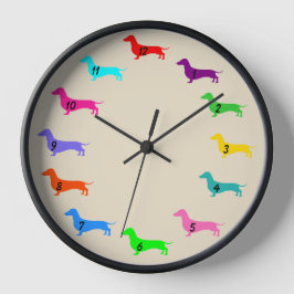 Reloj de pared Dachshund multicolor