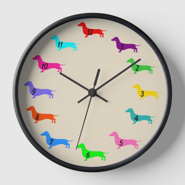 Reloj de pared Dachshund multicolor (Anverso)
