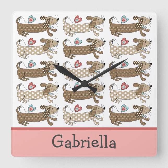 Reloj de pared Dachshund para perros de la salchic (Anverso)