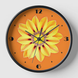 Reloj De Pared Daisy africano / Gazania - Naranja y amarillo