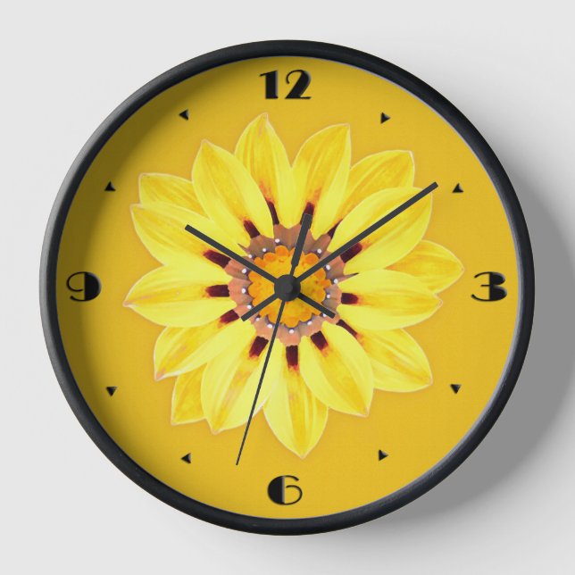 Reloj De Pared Daisy africano / Gazania - Oro mostaza (Anverso)
