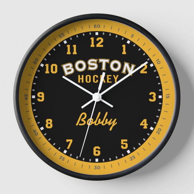 Reloj de pared de 12 horas de hockey de Boston (Anverso)