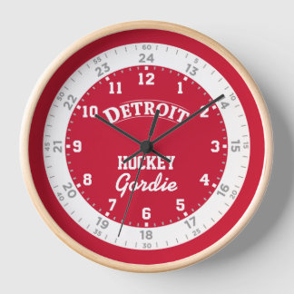 Reloj de pared de 24 horas con hockey Detroit