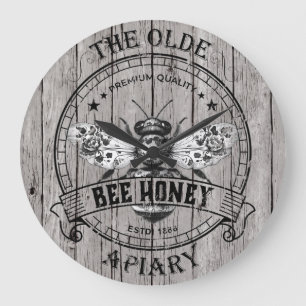 Reloj de pared de abeja de madera desgastada vinta