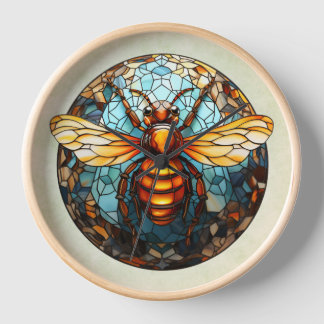 Reloj de pared de abeja de vidrio emplomado
