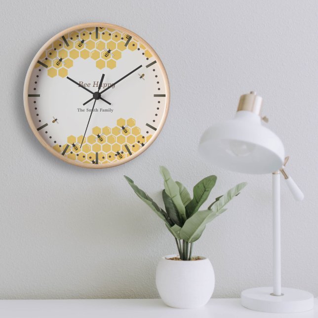 Reloj de pared de abeja y abeja (Bee and Honeycomb Wall Clock)