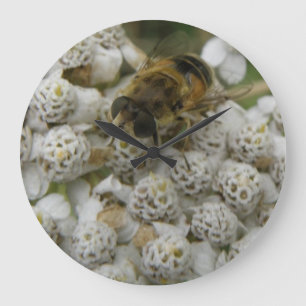 Reloj de pared de abejas y flores