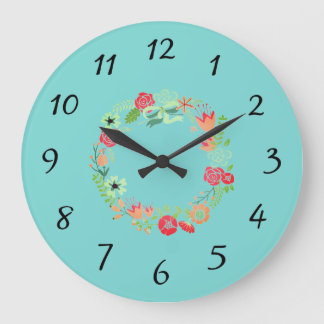 Reloj de pared de acero rosa turquesa