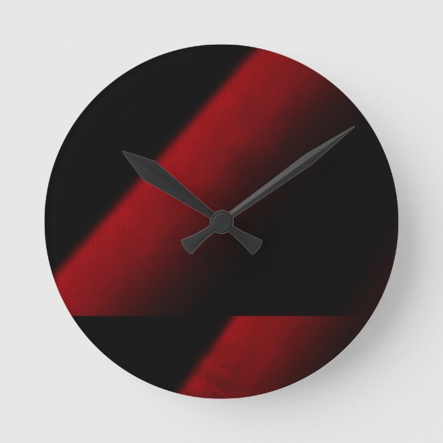 Reloj de pared de acrílico abstracto rojo y negro (Anverso)