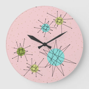 Reloj de pared de acrílico atómico icónico rosa
