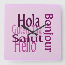 Reloj de pared de acrílico colorido, varios idioma