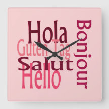 Reloj de pared de acrílico colorido, varios idioma