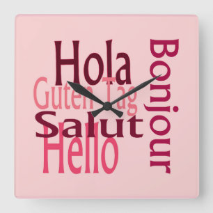 Reloj de pared de acrílico colorido, varios idioma