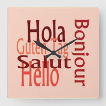 Reloj de pared de acrílico colorido, varios idioma