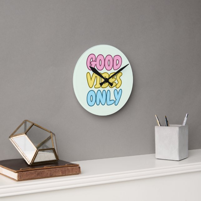 Reloj de pared de acrílico con buenas vibras (Oficina)