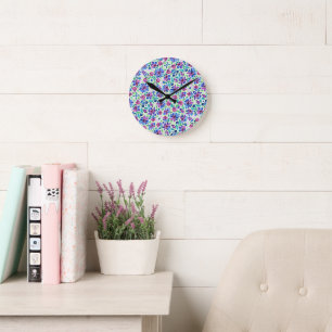 Reloj de pared de acrílico con patrón floral abstr