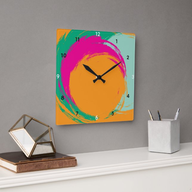 Reloj de pared de acrílico con tonos pastel botáni (Oficina)