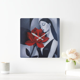 Reloj de pared de acrílico de arte moderno Mujer c
