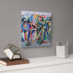 Reloj de pared de acrílico de bailarines abstracto