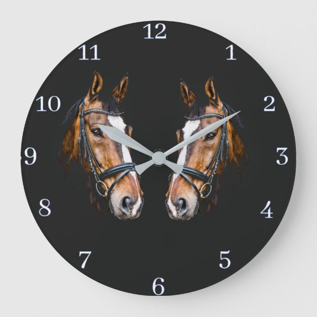 Reloj de pared de acrílico de caballos (Anverso)