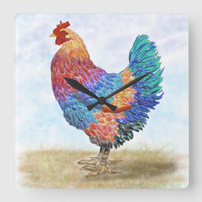 Reloj de pared de acrílico de gallo (Anverso)