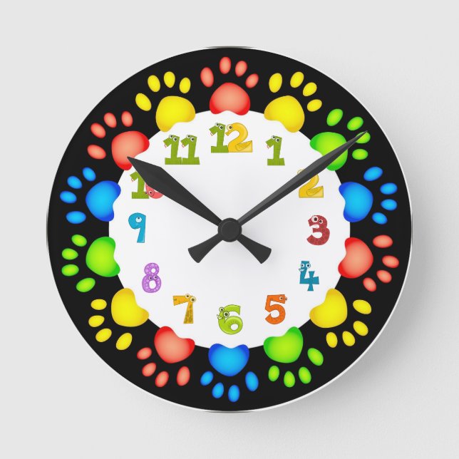 Reloj de pared de acrílico de patas de perro cacho (Anverso)