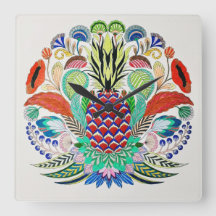 Reloj de pared de acrílico de piña
