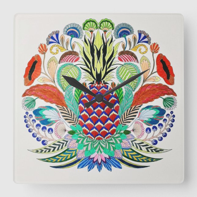 Reloj de pared de acrílico de piña (Anverso)