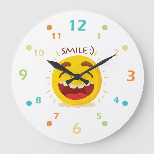 Reloj de pared de acrílico del Emoticon feliz (Anverso)
