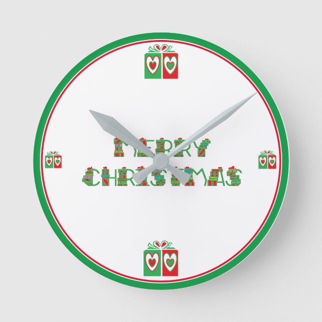 Reloj de pared de acrílico grande Feliz Navidad (Anverso)