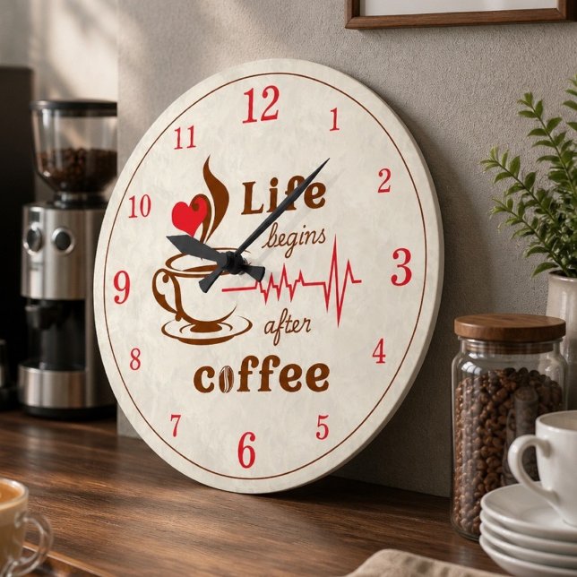 Reloj de pared de acrílico Life Begins After Coffe (Subido por el creador)