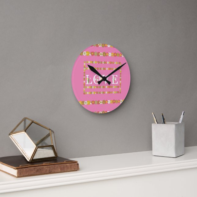 Reloj de pared de acrílico Monograma Floral Rustic (Oficina)
