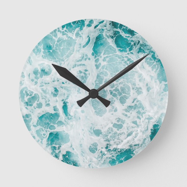Reloj de pared de acrílico Ola de océano azul (Anverso)