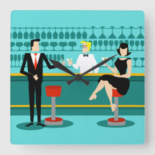 Reloj de pared de acrílico retro del salón de