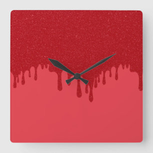 Reloj de pared de acrílico rojo tomate goteante pe