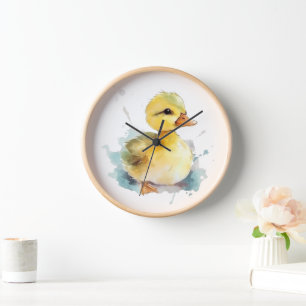 Reloj de pared de acuarela de patito