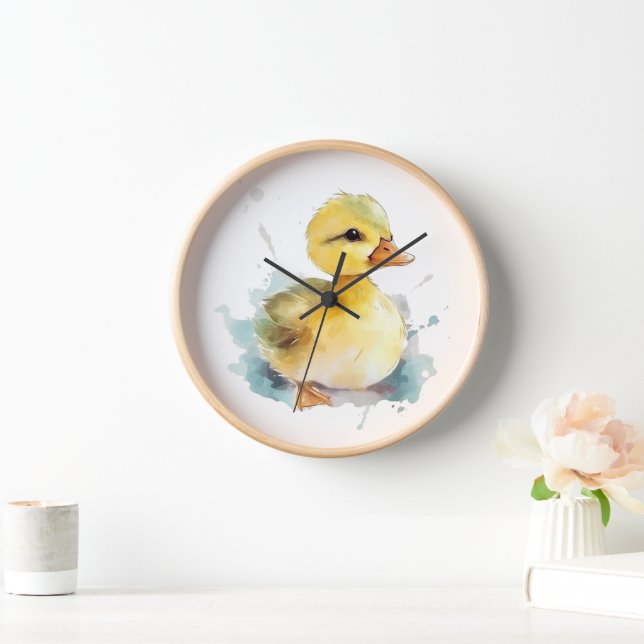 Reloj de pared de acuarela de patito (Hogar)